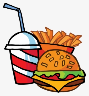Fast Food Cheeseburger Drink With French Fries Tattoo - Food Cartoon
