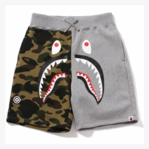 Shop For A Bathing Ape Bape Split Shark Face Camo Shorts - Bape Shark Face Shorts