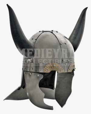 Viking Helmet With Leather Horns - Medieval Viking Horned Helmet