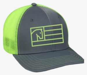 Neon Green & Grey Mesh Hat - War Horses For Veterans Logo