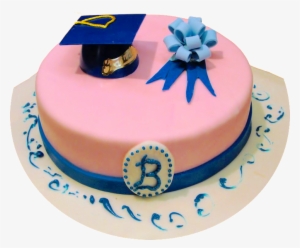 Pink Graduation Cake - Pink And Blue Graduation Cake