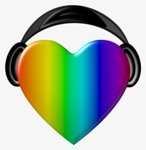Rainbow Headphones - Heart With Headphones Png
