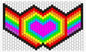 Rainbow Heart Winged Mask Bead Pattern - Rainbow Heart Patterns