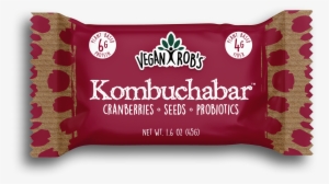 Vegan Kombucha Bar Cranberry 45g Front - Vegan Rob's Kombucha Bar
