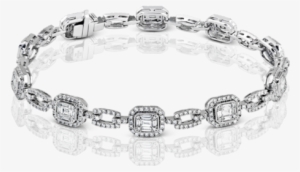 18k White Gold Diamond Bracelet - Diamond Bracelet In Baguettes