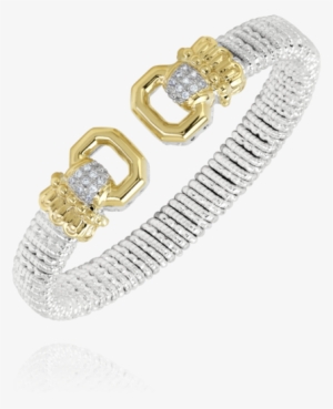 14k Yellow Gold & Sterling Silver Diamond Bracelet - Gold