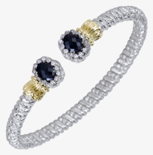 14k Gold & Sterling Silver Diamond Bracelet Black Onyx - Bracelet