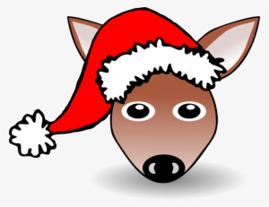 Funny Fawn Face Brown Cartoon With Santa Claus Hat