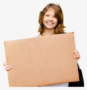 Happy Smiling Girl Holding Blank Board - Girl Holding Blank Board Png
