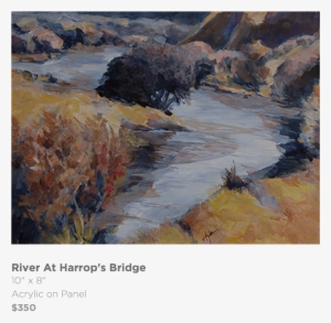 River At Harrop's Bridge 10" X 8" Acrylic On - Panel Painting