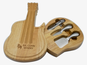 Brc Guitar Cutting Board With Cheese Knives - Paddle