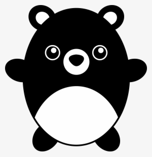 Cute Chubby Black Teddy Bear - Cute Teddy Bear Silhouette Vector