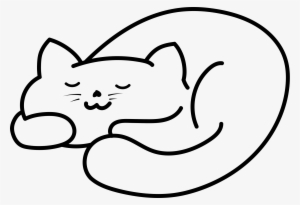 Open - Curled Up Cat Cartoon