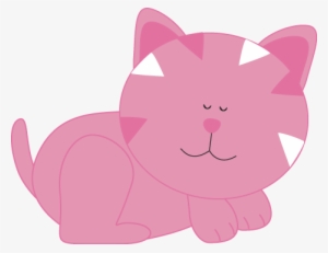 Pink Cat Sleeping - Pink Cat Clipart