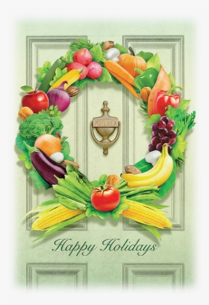 Fruit And Vegetable Wreath On Door - Fruit