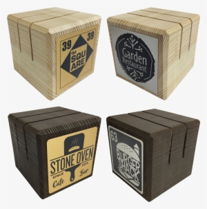 Wooden Menu Holder Blocks With Personalised Plaque - Menu