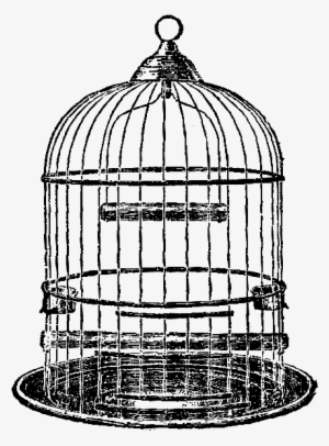 Digital Bird Cage Image - Black And White Empty Cage Clipart