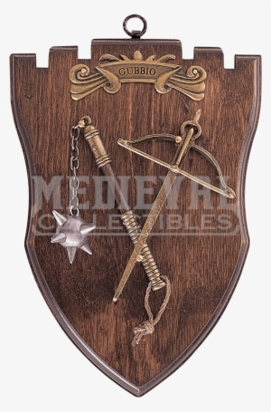 Miniature Flail And Crossbow Display Plaque - Plywood