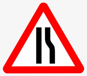 narrow road ahead sign