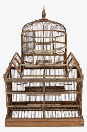 English 19th Century Handmade Wooden Bird Cage Found - Birdcage