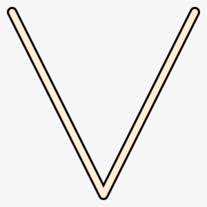 V - Thin Arrow White Down