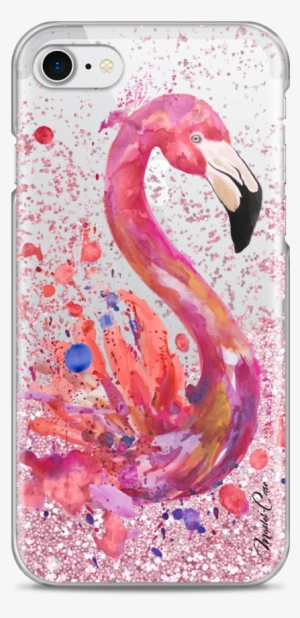 Coque Iphone 7/8 Pink Glitter Watercolor Summer Flamingo - Iphone 6s