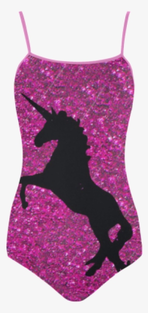 Unicorn On Pink Glitter Strap Swimsuit - Unicorn Fantasy Dome Pink Glitter Pendent Necklace