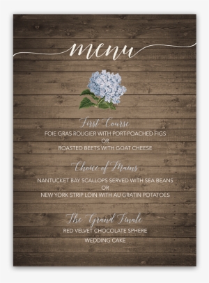 Floral Wedding Menu With Pale Blue Hydrangeas - Wedding