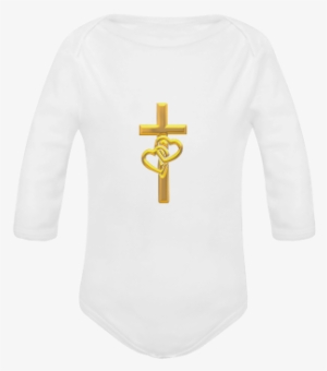 Christian Symbols Golden Cross With 2 Hearts Baby Powder - Emblem