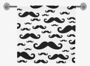 Black Handlebar Mustache / Moustache Pattern Bath Towel - Moustache