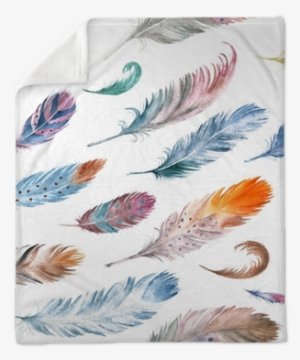 Colorful Watercolor Feathers Pattern - Watercolor Painting