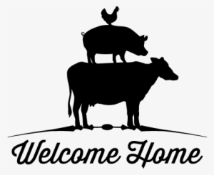 Welcome Home {chicken Pig Cow} &gt - Hipster Butcher Logo