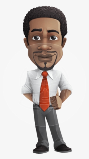 African American Male Character With A Black Hair - African American Businessman Cartoon