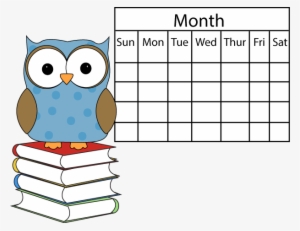 Polka Dot Owl With Calendar - Clip Art School Calendar