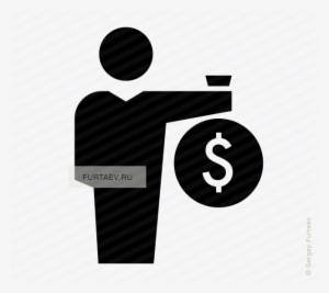 Vector Icon Of Male Person Holding Big Sack With Dollar - Silhouette Of Man Holding Money Bags