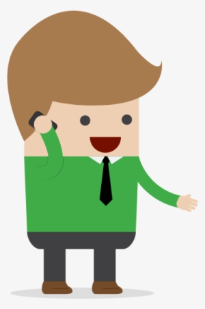 Man Green Shirt On Phone - Cartoon