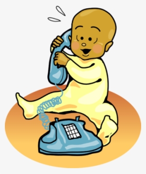 Baby On Phone - Talking Baby Clip Art
