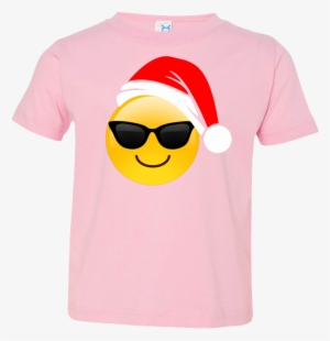 Emoji Christmas Shirt Cool Sunglasses Santa Hat Family - Sunglasses Cool Emoji Magnet Decal Perfect For Car
