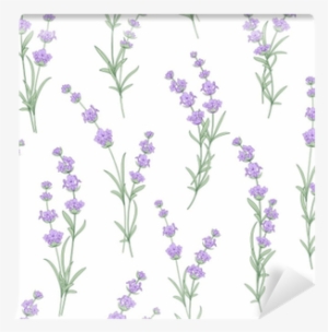 Seamless Pattern Of Lavender Flowers On A White Background - Lavendel Bloemen Stof