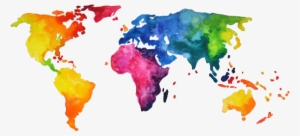 Report Abuse - Watercolor Colorful World Map