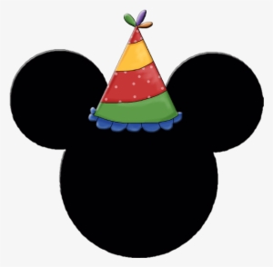 Mickey And Minnie Heads With Party Hats - Mickey Mouse Logo With Birthday Hat