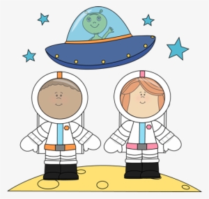 Library Astronauts And Ufo On The Moon Space - Astronauts Clip Art