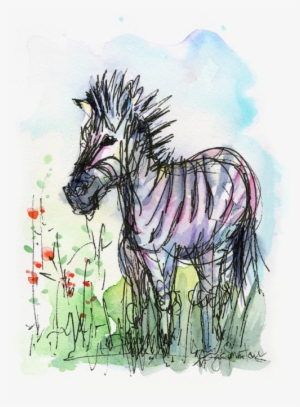 Bleed Area May Not Be Visible - Zebra Painting Watercolor Sketch