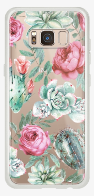Casetify Galaxy S8 Classic Snap Case - Rosa Rosen Und Saftiges Kaktus-muster Auf Lendenkissen