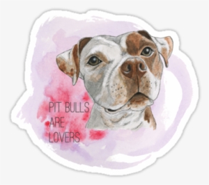 Pit Bulls Are Lovers Watercolor Painting Sticker By - Pitbullen Sind Liebhaber-elegante Aquarell-malerei