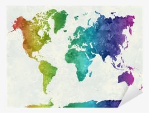 Rainbow Watercolor World Map