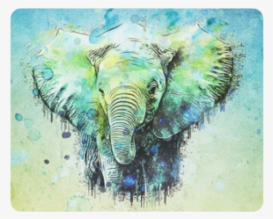 Watercolor Elephant Rectangle Mousepad - Watercolor Elephant