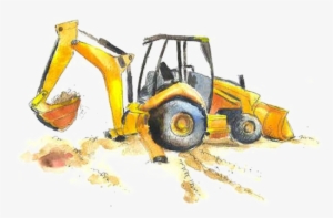 excavator printing bulldozer watercolor painting wall - watercolor tractor
