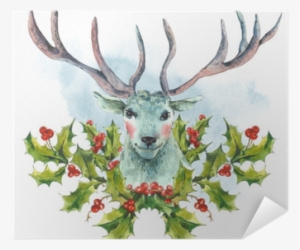 Watercolor Greeting Card, Snow White Deer With Holly - Howard Arman: Christmas Surprises Cd