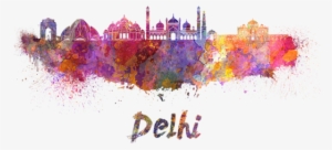 Bleed Area May Not Be Visible - Delhi Skyline Watercolor